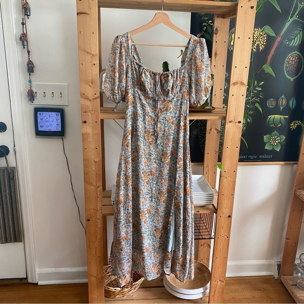 Petal & Pup Blue Orange Floral Gelasius Midi Maxi Dress 4 - Picture 3 of 16